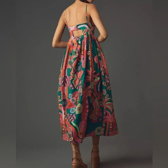 Farm Rio | Pleated Palm Midi Dress - Picture 2 of 5